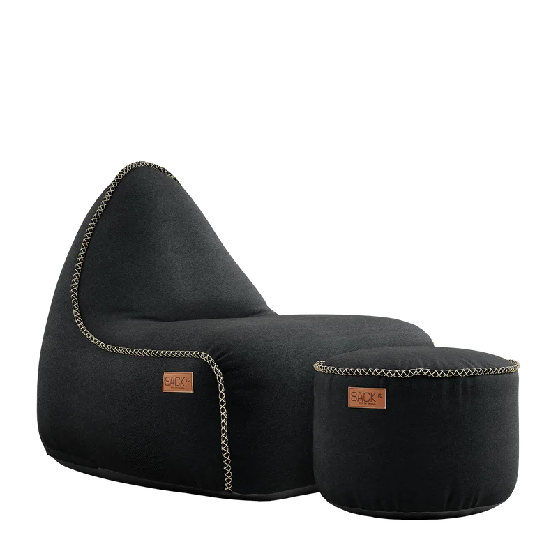 Canvas Lounge Chair & Pouf van SACKit in Canvas Black – productfoto