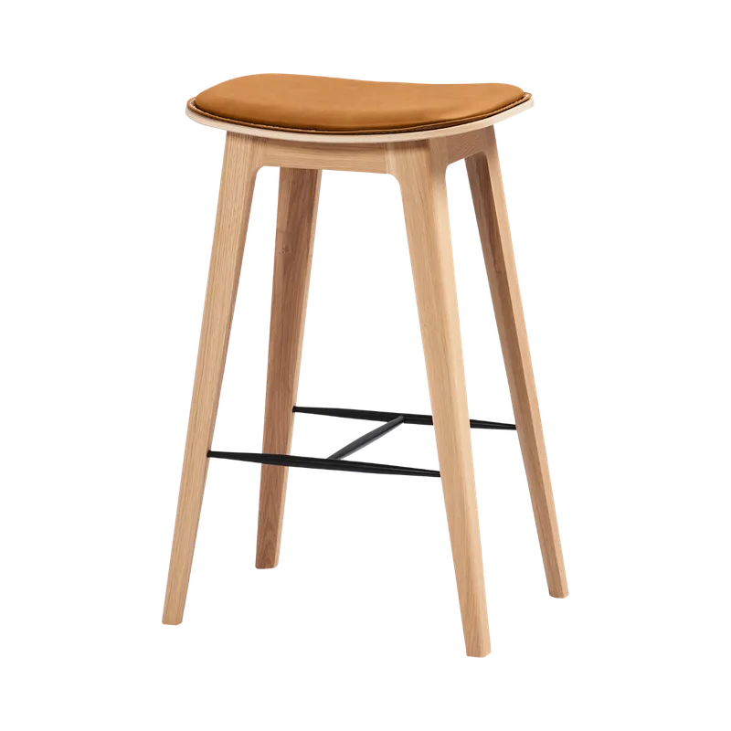 Nordic Bar Stool - Oak with stitches by SACKit in 73 cm, Luna Sandstone – product photo