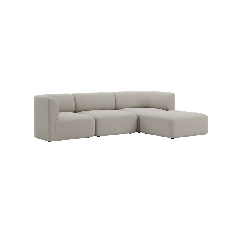 Fjord Sofa - 3 seater by SACKit in Sealife Ivory, With pouf – product photo