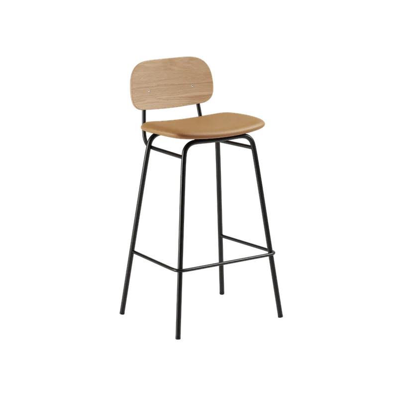 Frame Bar Stool - Leather w/ backrest by SACKit in 73 cm, Terra Safari – product photo