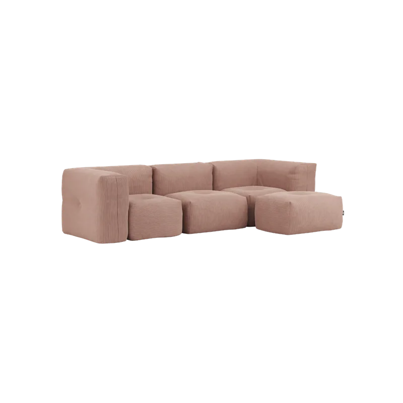 Soft Sofa Indoor - 3 Seater van SACKit in Corduroy Rose, With pouf – productfoto