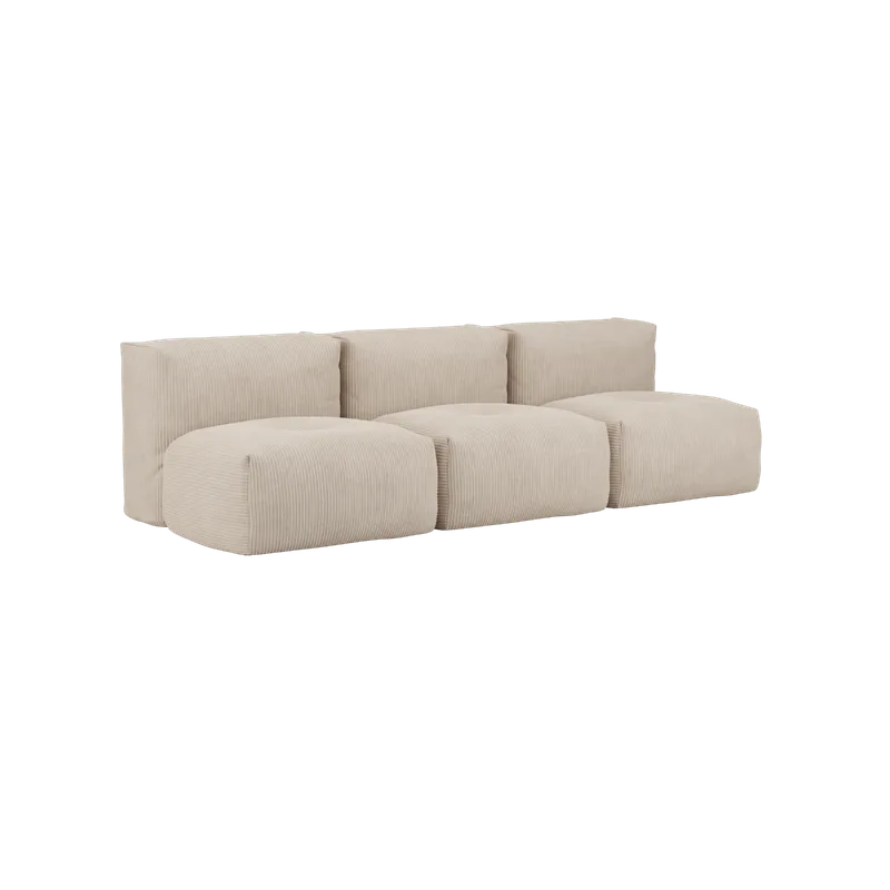 Soft Sofa Indoor - 3 Seater Open by SACKit in Corduroy Beige, Without pouf – product photo