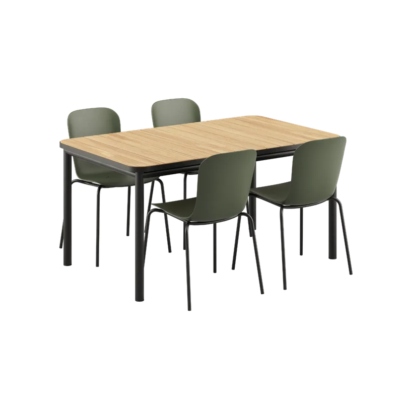 Kirra Dining Table Noir & 4 Patio Chair no. One by SACKit in Patio Chair no. One S1, Olive/ Noir – product photo
