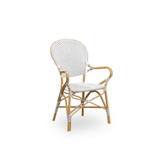 Isabell Exterior Dining Armchair by Sika-Design in Almond aluminium frame, White w/ cappuccino dot ArtFibre, None – product photo 2 of 2