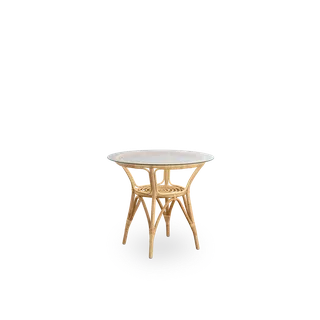 Tony Café Table by Sika-Design in Antique, Rattan, Safety Glass – product photo 2 of 2