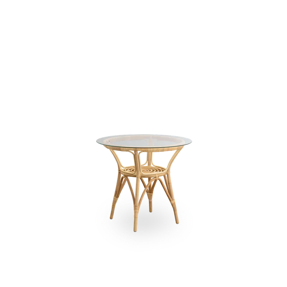 Tony Café Table by Sika-Design in Antique, Rattan, Safety Glass – product photo 2 of 2