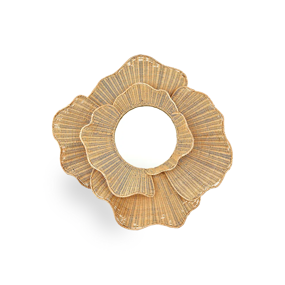 Floral Mirror H102 cm van Sika-Design in Natural core weave, Iron frame – productfoto