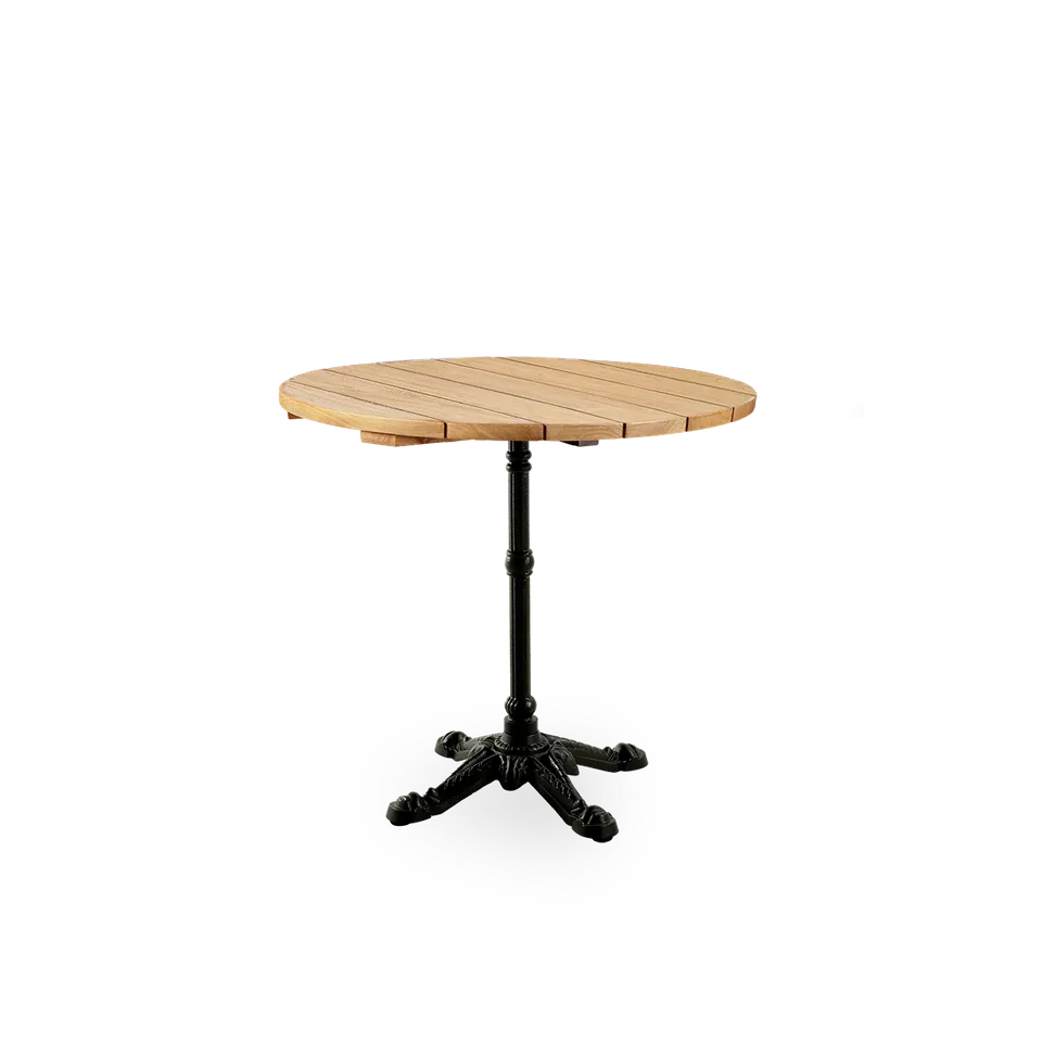 Lyon Café Table | Teak Ø80 cm by Sika-Design in Cast Iron, 3 legs, Teak, Outdoor – product photo 2 of 2