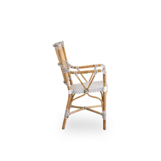 Monique Dining Armchair by Sika-Design in White w/ cappuccino dot ArtFibre, Skin on – Rattan frame, None – product photo 1 of 2
