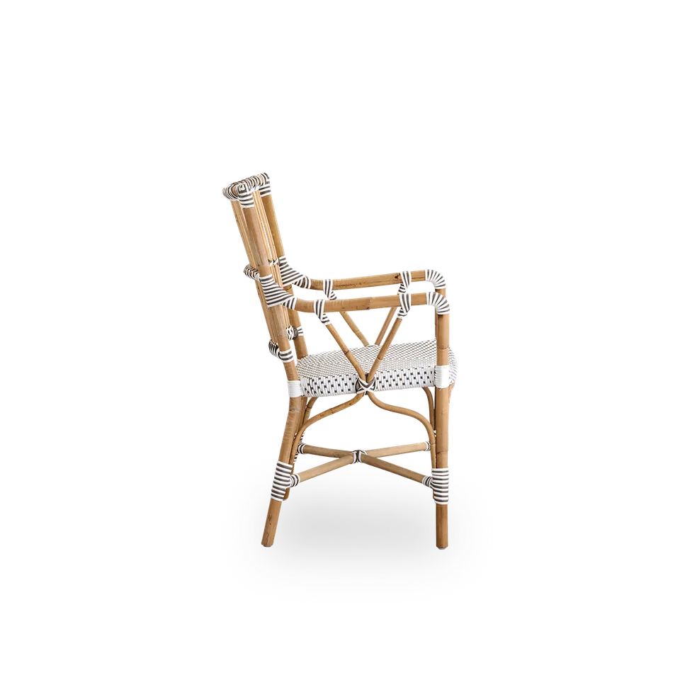 Monique Dining Armchair by Sika-Design in White w/ cappuccino dot ArtFibre, Skin on – Rattan frame, None – product photo 1 of 2