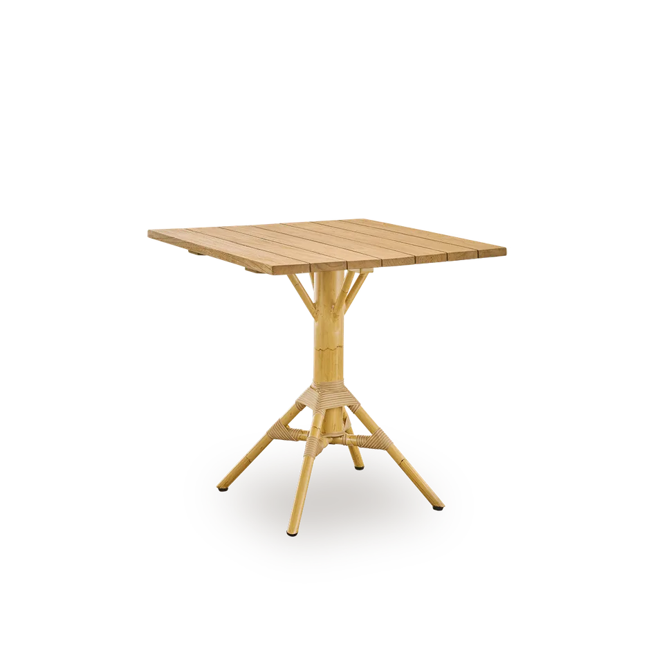 Nicole Cáfe Table | Teak 70x70 cm van Sika-Design in Black aluminium frame, Black ArtFibre, Teak, Outdoor – productfoto 1 van 5