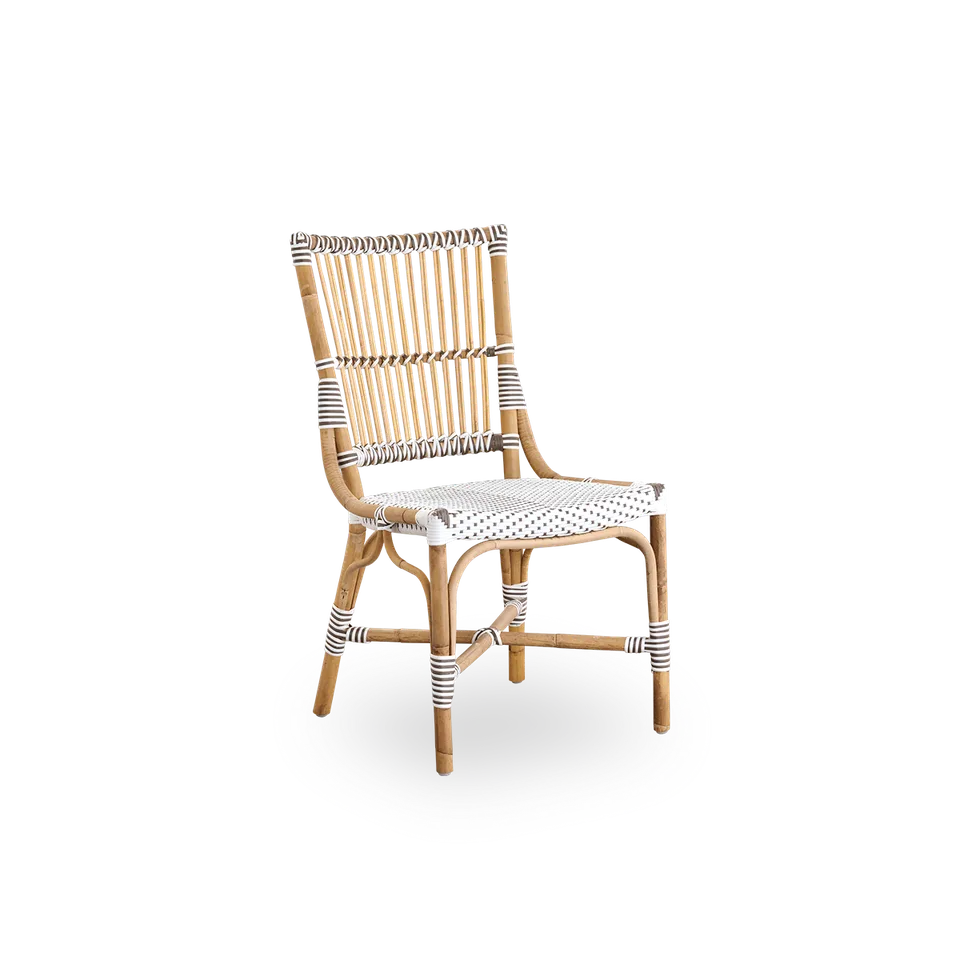 Monique Dining Chair von Sika-Design in White w/ cappuccino dot ArtFibre, Skin on – Rattan frame, Ohne – Produktfoto 1 von 2