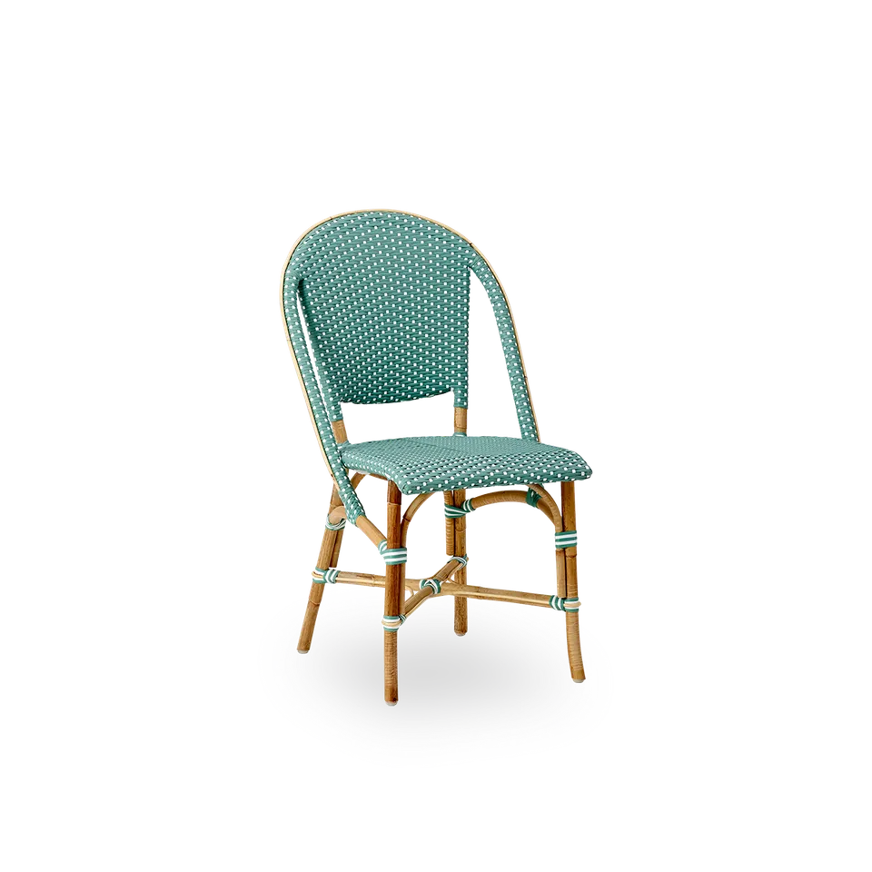Sofie Dining Chair von Sika-Design in Salvie green w/ white dot ArtFibre, Skin on – Rattan frame, Ohne – Produktfoto 2 von 2