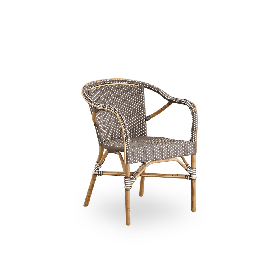Madeleine Dining Chair von Sika-Design in Cappuccino w/ white dot ArtFibre, Skin on – Rattan frame, Ohne – Produktfoto 2 von 2