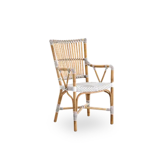 Monique Dining Armchair by Sika-Design in White w/ cappuccino dot ArtFibre, Skin on – Rattan frame, None – product photo 2 of 2