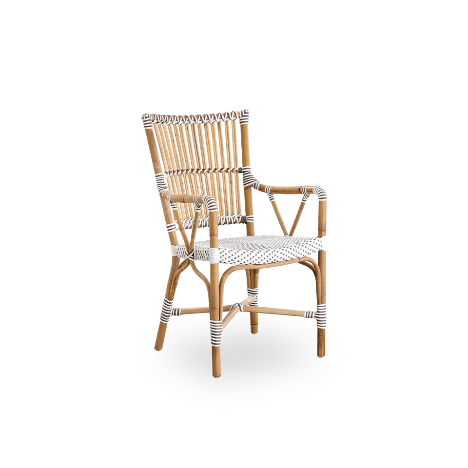 Monique Dining Armchair by Sika-Design in White w/ cappuccino dot ArtFibre, Skin on – Rattan frame, None – product photo 2 of 2