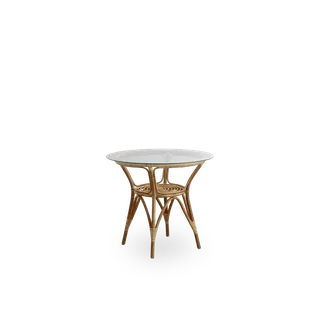 Tony Café Table by Sika-Design in Antique, Rattan, Safety Glass – product photo 1 of 2