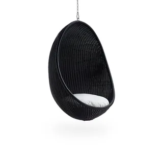 Hanging Egg Exterior Chair van Sika-Design in Black core weave, ArtFibre & Aluminium, Tempotest, White (B450), Geen – productfoto 2 van 2