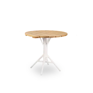 Nicole Cáfe Table | Teak Ø80 cm by Sika-Design in Black aluminium frame, Black ArtFibre, Teak, Outdoor – product photo 3 of 5