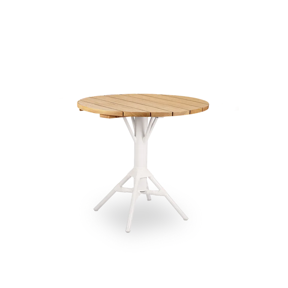 Nicole Cáfe Table | Teak Ø80 cm by Sika-Design in Black aluminium frame, Black ArtFibre, Teak, Outdoor – product photo 3 of 5