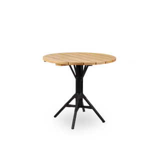 Nicole Cáfe Table | Teak Ø80 cm by Sika-Design in Black aluminium frame, Black ArtFibre, Teak, Outdoor – product photo 5 of 5