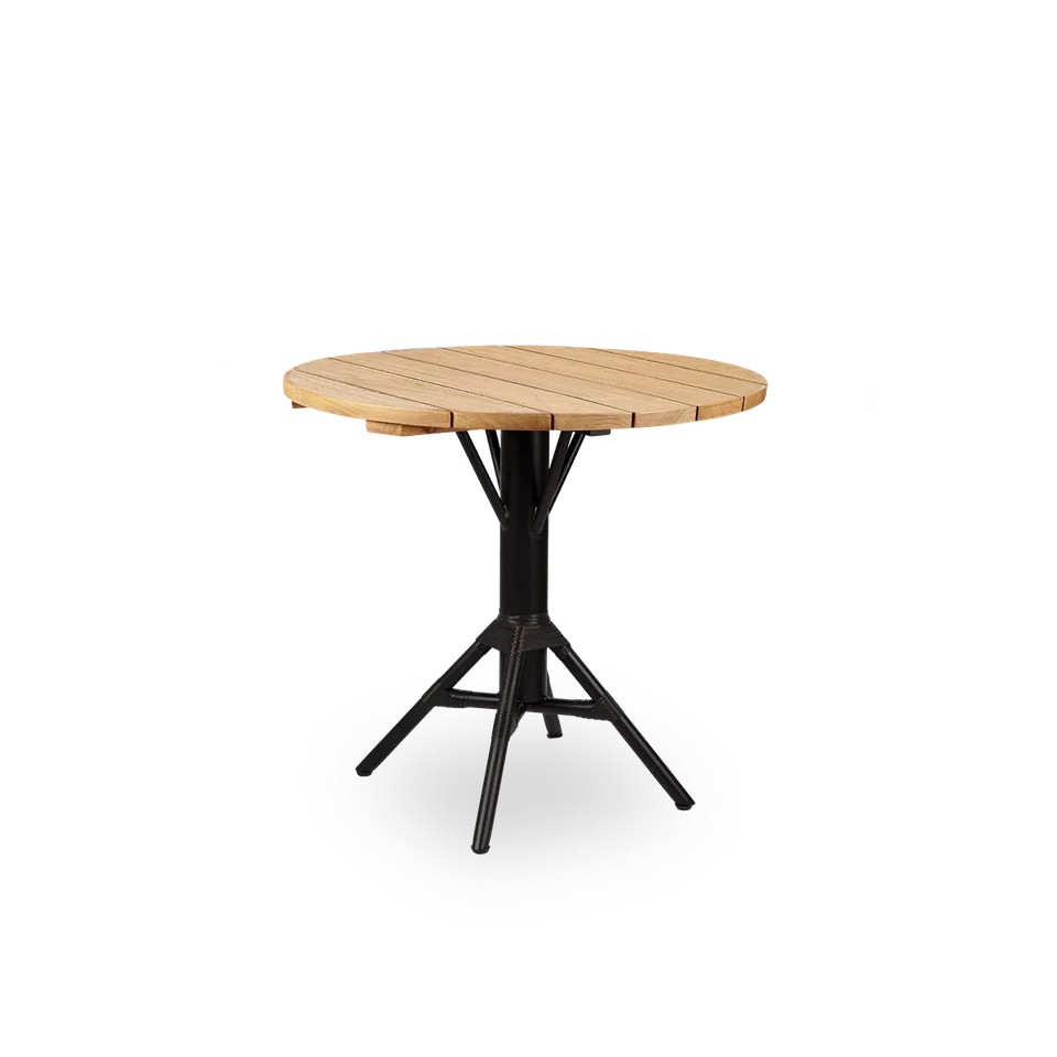 Nicole Cáfe Table | Teak Ø80 cm by Sika-Design in Black aluminium frame, Black ArtFibre, Teak, Outdoor – product photo 5 of 5