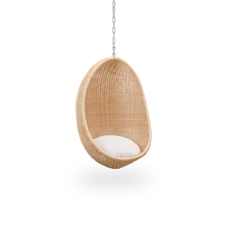 Hanging Egg Chair Junior von Sika-Design in Natural core weave, Rattan frame, Tempotest, White (B450) – Produktfoto 2 von 2