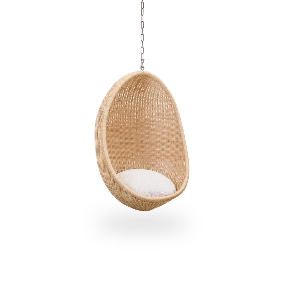 Hanging Egg Chair Junior by Sika-Design in Natural core weave, Rattan frame, Crumble, Beige (A622) – product photo