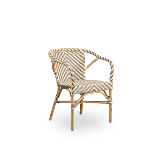 Madeleine Dining Chair van Sika-Design in Chevron – Cappuccino & Ivory ArtFibre, Skin on – Rattan frame, Geen – productfoto 2 van 2