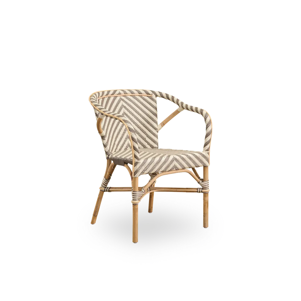Madeleine Dining Chair van Sika-Design in Chevron – Cappuccino & Ivory ArtFibre, Skin on – Rattan frame, Geen – productfoto 2 van 2