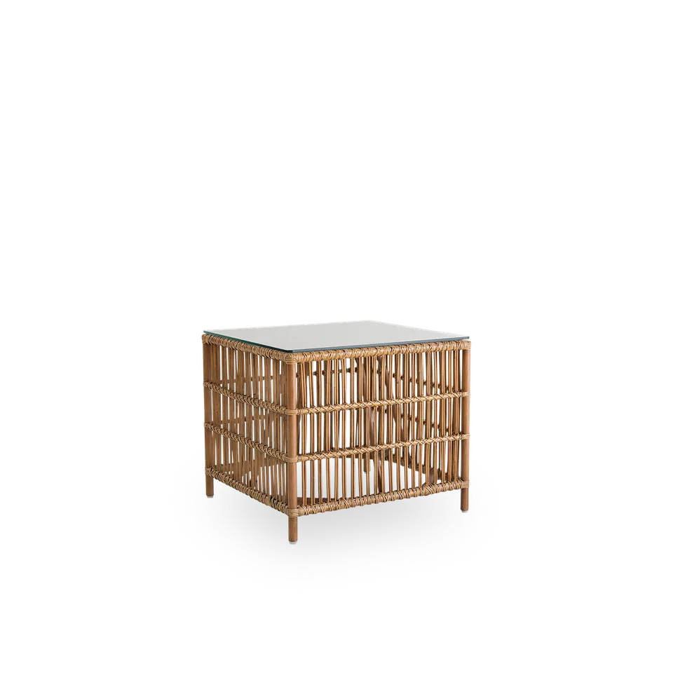 Donatello Side Table von Sika-Design in Antique, Rattan, Safety Glass – Produktfoto
