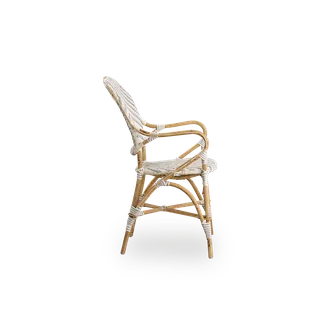 Isabell Dining Armchair by Sika-Design in Chevron – Grey & Ivory ArtFibre, Skin on – Rattan frame, None – product photo 1 of 2