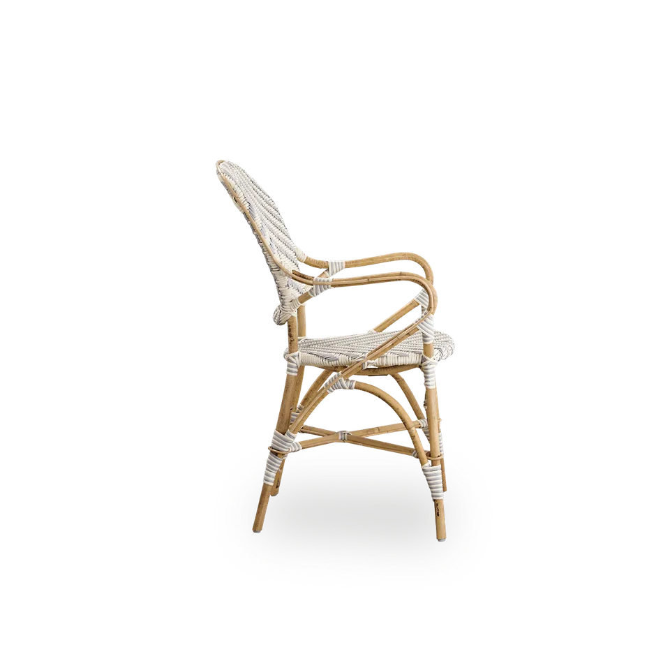 Isabell Dining Armchair by Sika-Design in Chevron – Grey & Ivory ArtFibre, Skin on – Rattan frame, None – product photo 1 of 2