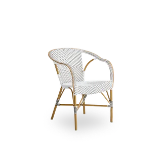 Madeleine Exterior Dining Chair de Sika-Design en Almond aluminium frame, White w/ cappuccino dot ArtFibre, Aucun – photo du produit 2 sur 2