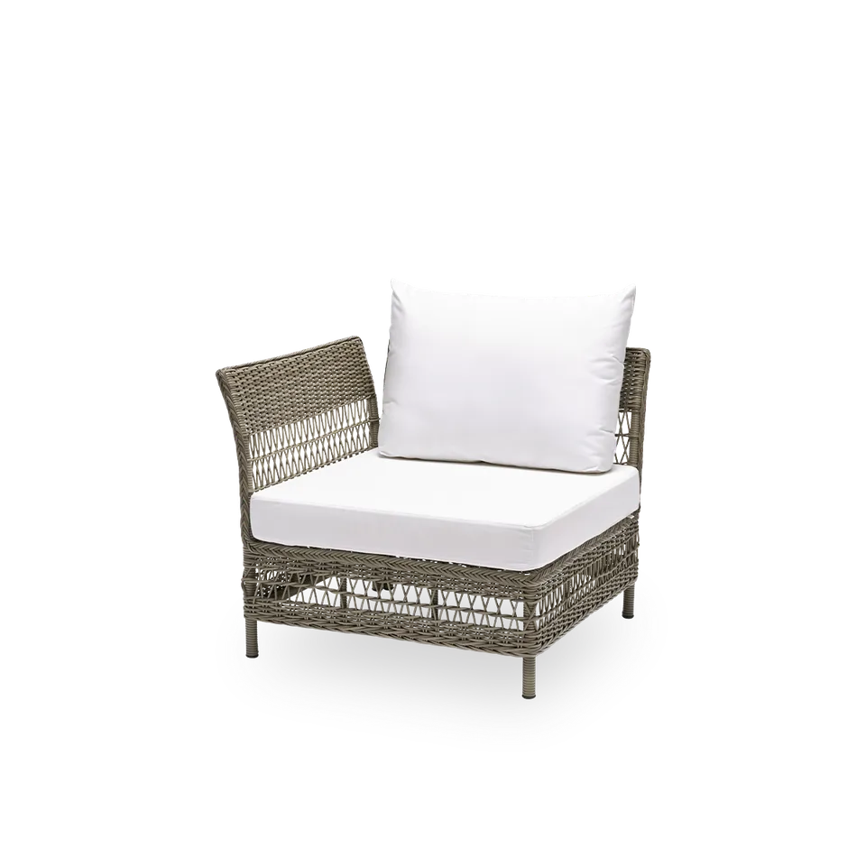 Mona Exterior Modular Sofa | Corner Module van Sika-Design in Antique Grey, ArtFibre & Aluminium, Tempotest, Denim (A615), Geen – productfoto