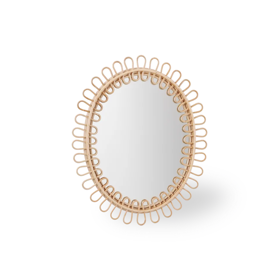 Luella Mirror by Sika-Design in Polished Natural, Rattan – product photo