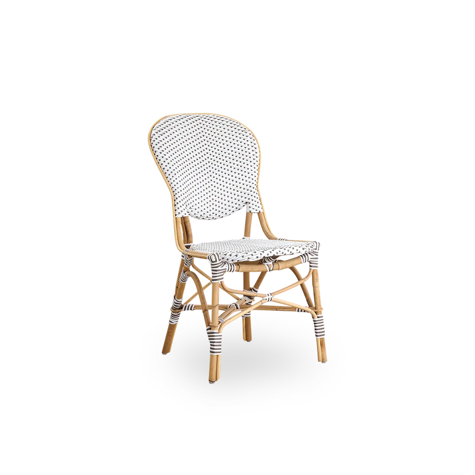 Isabell Dining Chair van Sika-Design in White w/ cappuccino dot ArtFibre, Skin on – Rattan frame, Geen – productfoto 3 van 3