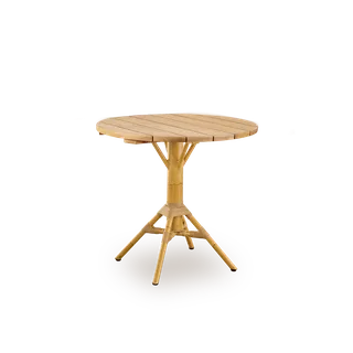Nicole Cáfe Table | Teak Ø80 cm by Sika-Design in Black aluminium frame, Black ArtFibre, Teak, Outdoor – product photo 1 of 5