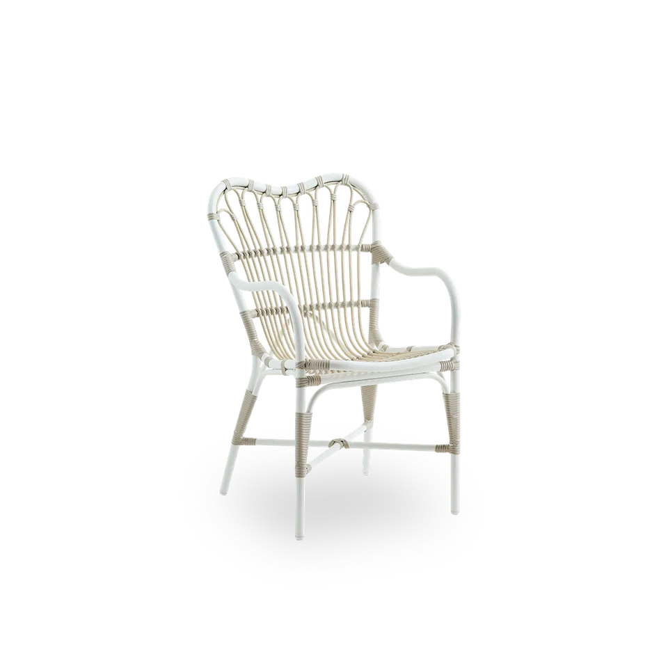 Margret Exterior Dining Armchair de Sika-Design en Dove White, Aluminium & ArtFibre, Aucun – photo du produit 2 sur 2