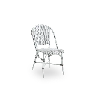 Sofie Exterior Dining Chair von Sika-Design in White aluminium frame, White w/ cappuccino dot ArtFibre, Ohne – Produktfoto 2 von 2