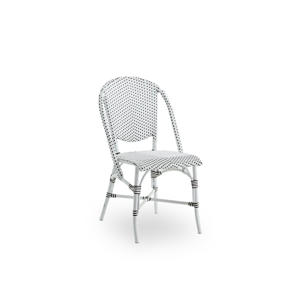 Sofie Exterior Dining Chair von Sika-Design in White aluminium frame, White w/ cappuccino dot ArtFibre, Ohne – Produktfoto 2 von 2