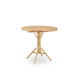 Nicole Cáfe Table | Teak Ø80 cm by Sika-Design in Black aluminium frame, Black ArtFibre, Teak, Outdoor – product photo 4 of 5