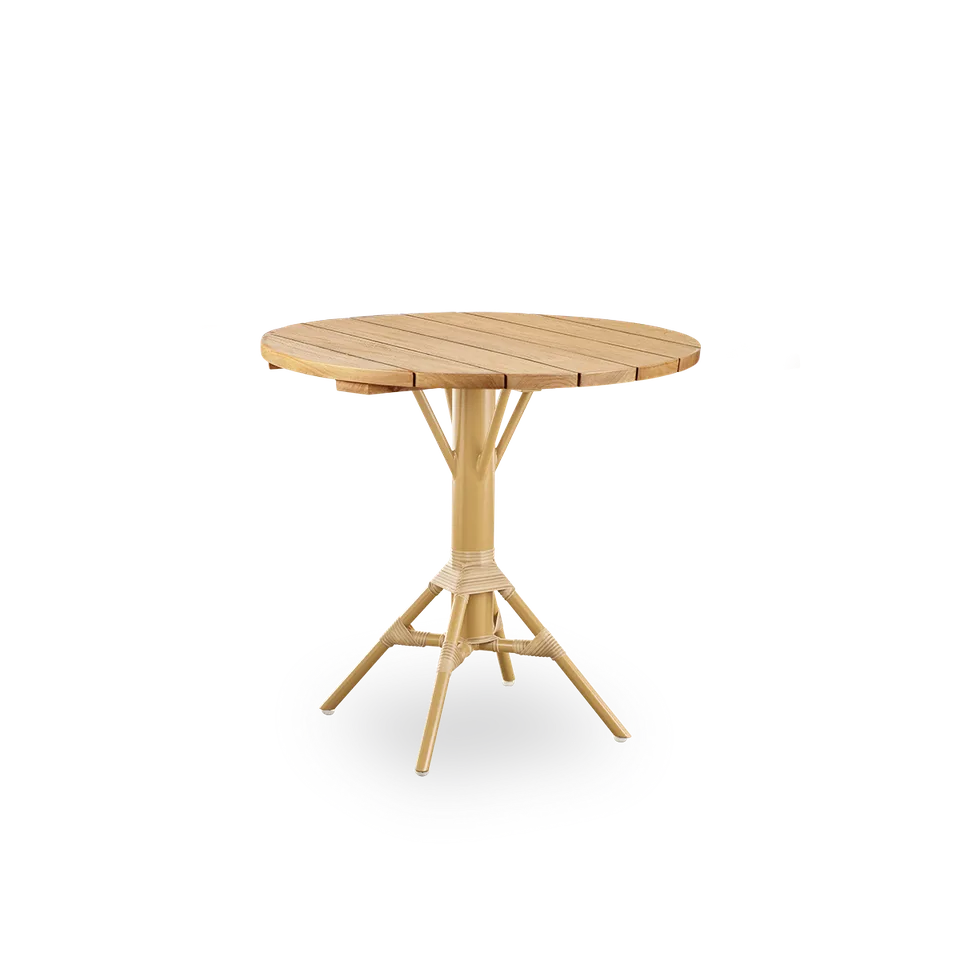 Nicole Cáfe Table | Teak Ø80 cm by Sika-Design in Black aluminium frame, Black ArtFibre, Teak, Outdoor – product photo 4 of 5