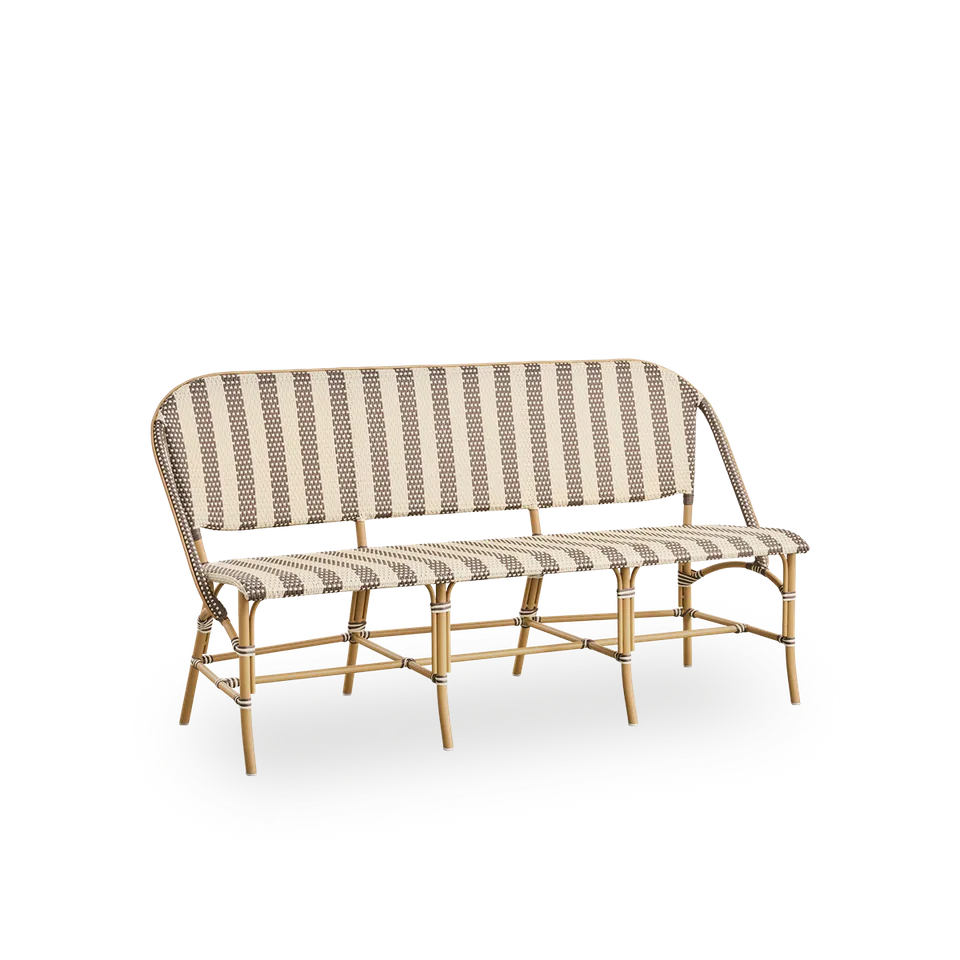 Sofie Exterior 3-Seater Bench by Sika-Design in Almond aluminium frame, Starweave – Ivory & Navy blue & Cappuccino ArtFibre – product photo 1 of 2