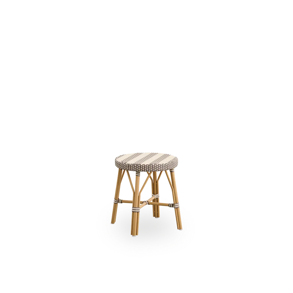 Simone Exterior Stool by Sika-Design in Almond aluminium frame, Starweave – Ivory & Navy blue & Cappuccino ArtFibre – product photo 2 of 3