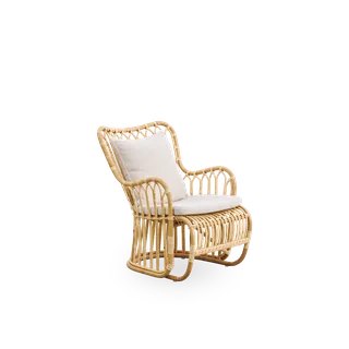 Tulip Lounge Chair von Sika-Design in Polished Natural, Rattan, Crumble, Beige (A622), Ohne – Produktfoto 1 von 2