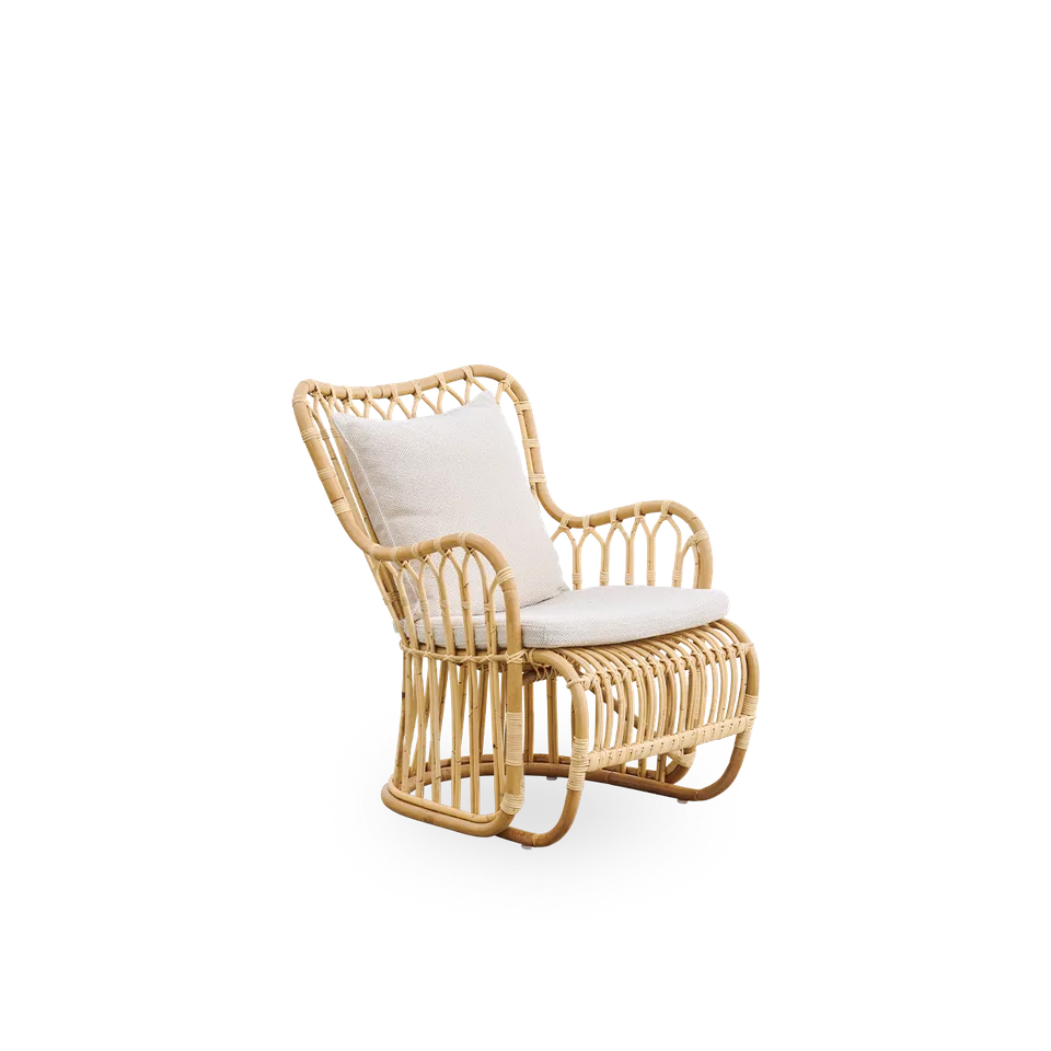 Tulip Lounge Chair von Sika-Design in Polished Natural, Rattan, Crumble, Beige (A622), Ohne – Produktfoto 1 von 2