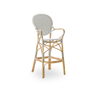 Isabell Bar Stool de Sika-Design en White w/ cappuccino dot ArtFibre, Skin on – Rattan frame, Aucun – photo du produit 2 sur 2