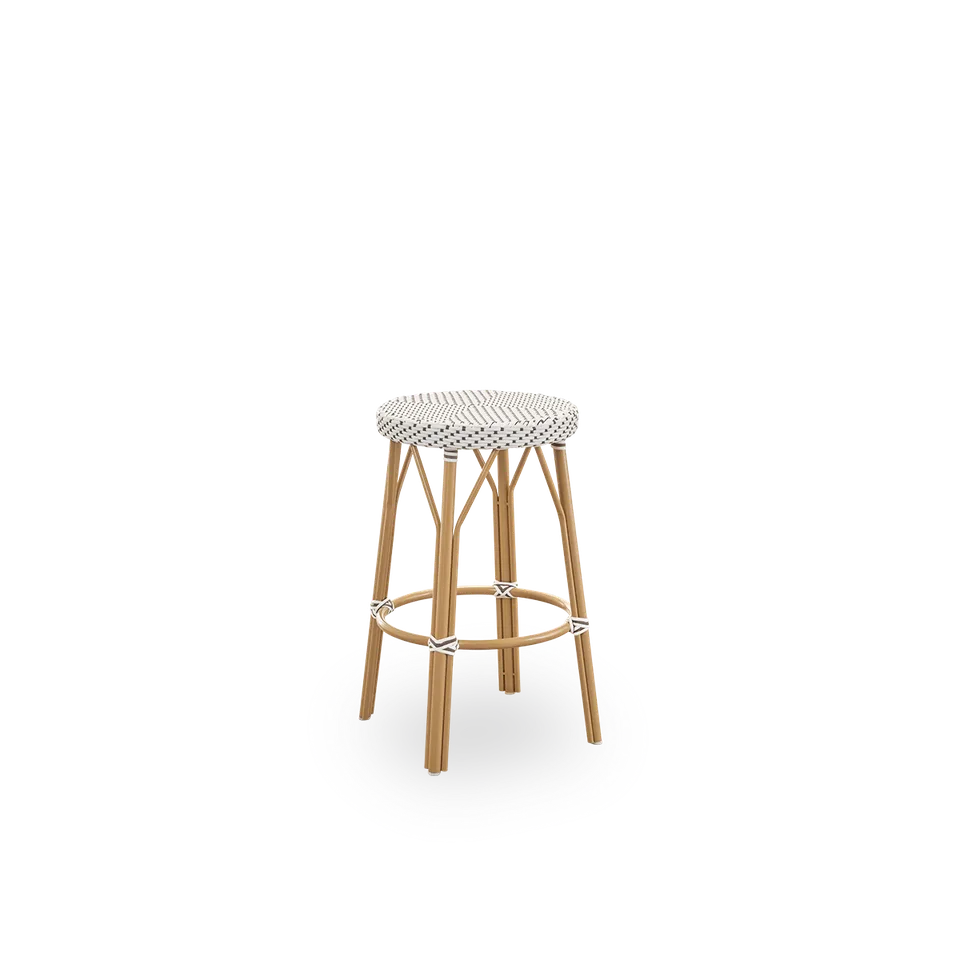 Simone Exterior Counter Stool by Sika-Design in Almond aluminium frame, White w/ cappuccino dot ArtFibre – product photo 1 of 2