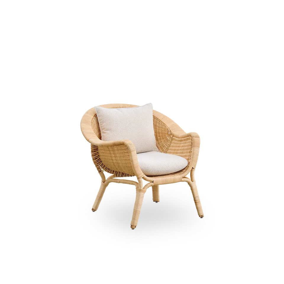 Madame Lounge Chair van Sika-Design in Natural core weave, Rattan frame, Crumble, Beige (A622), Geen – productfoto 1 van 2